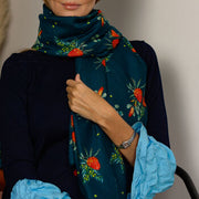 Teal Botanical Printed Scarf - image 4