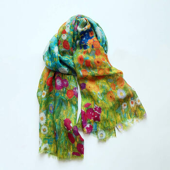 Colourful Wildflower Meadow Scarf Gift For Her — Personalised Gift Card And Gift Box Option - image 2