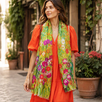 Colourful Wildflower Meadow Scarf Gift For Her — Personalised Gift Card And Gift Box Option - image 6