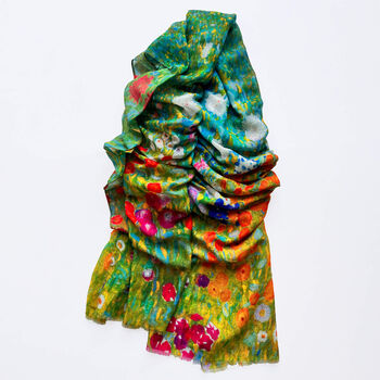 Colourful Wildflower Meadow Scarf Gift For Her — Personalised Gift Card And Gift Box Option - image 7