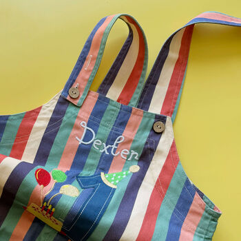 Personalised First Birthday Striped Baby Dungarees - image 4