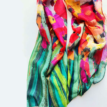 Abstract Colourful Poppy Scarf Gift For Women Birthday Gift For Friend - image 4