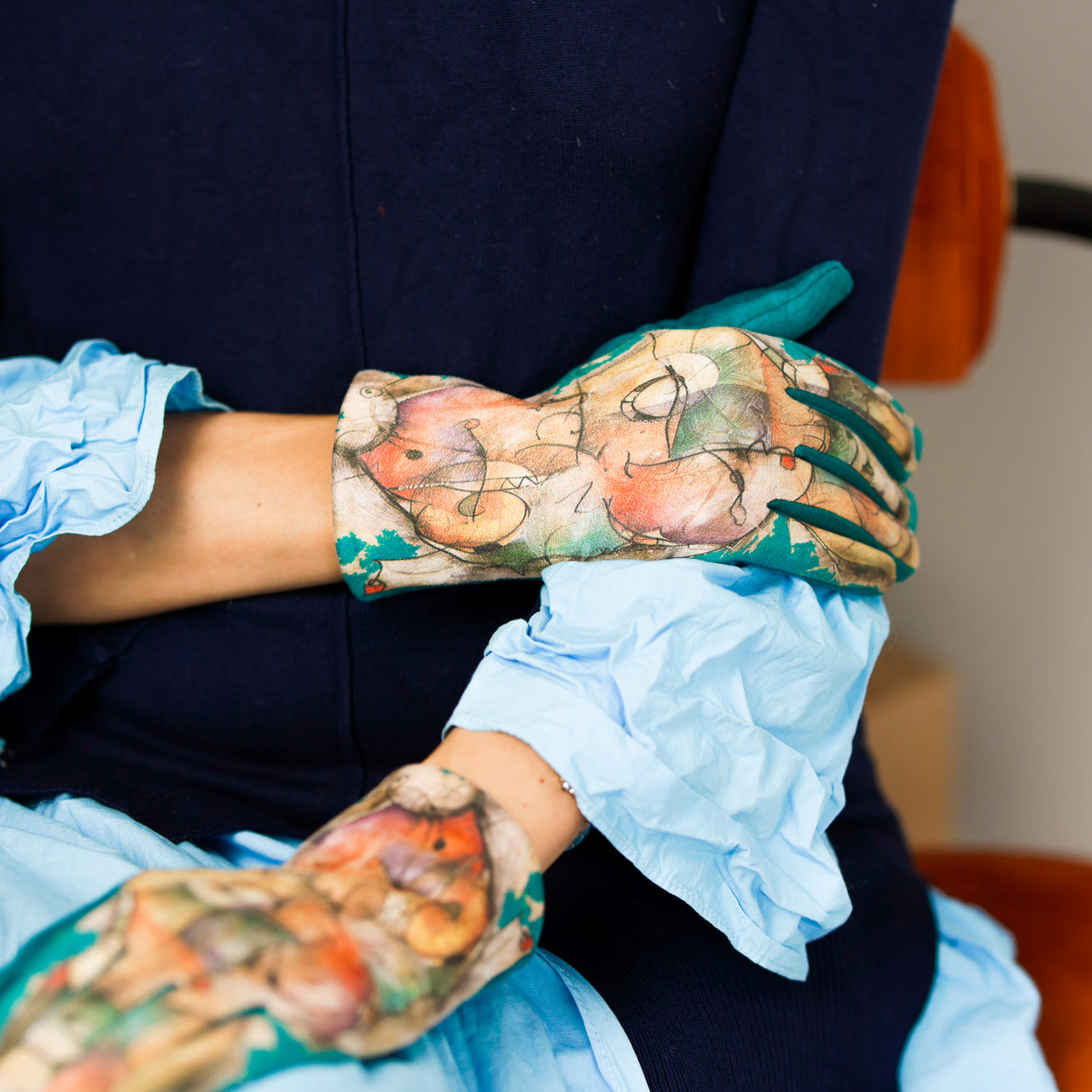 Art Print Suede Stretchy Touchscreen Gloves