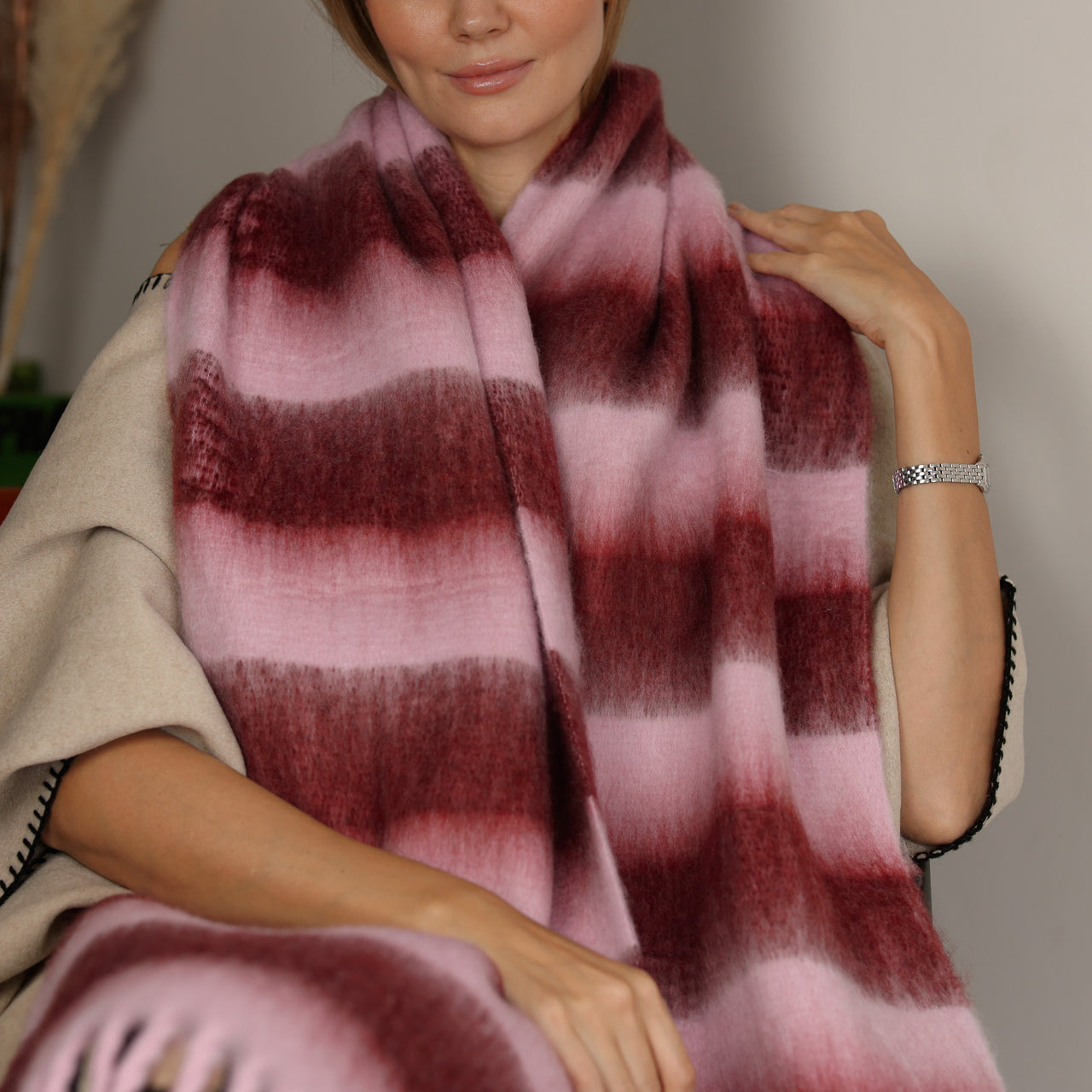 100% Recycled Cosy Striped Winter Scarf