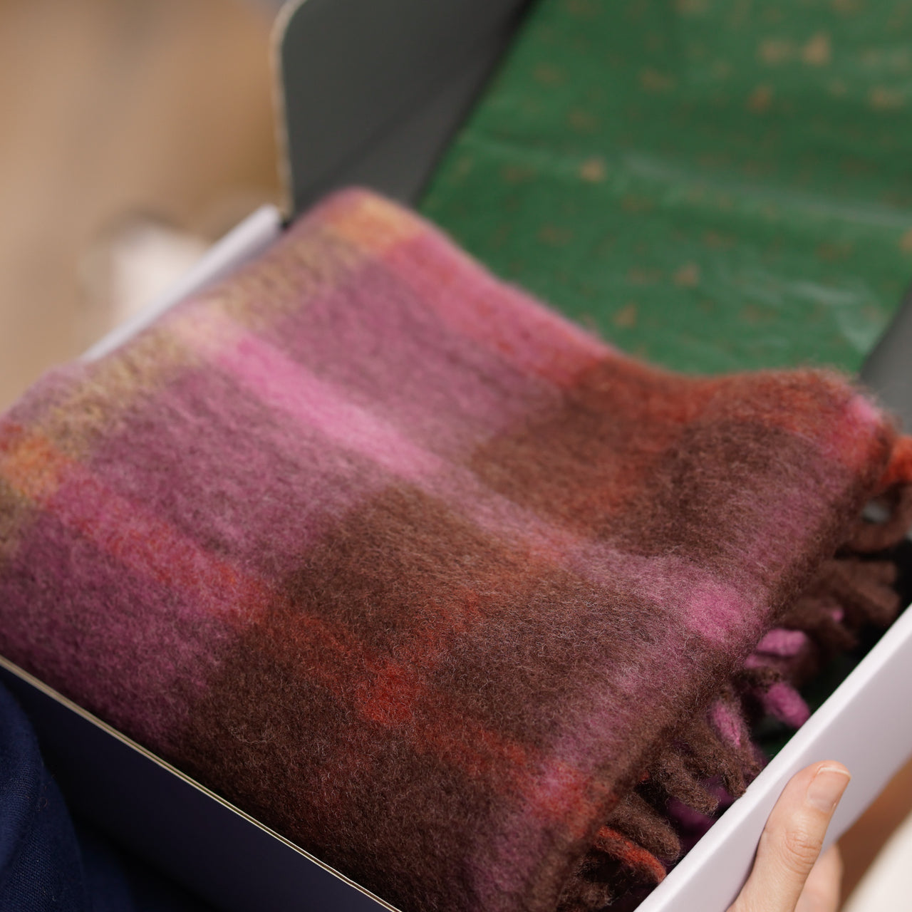Wool Blend Cosy Checked Winter Scarf