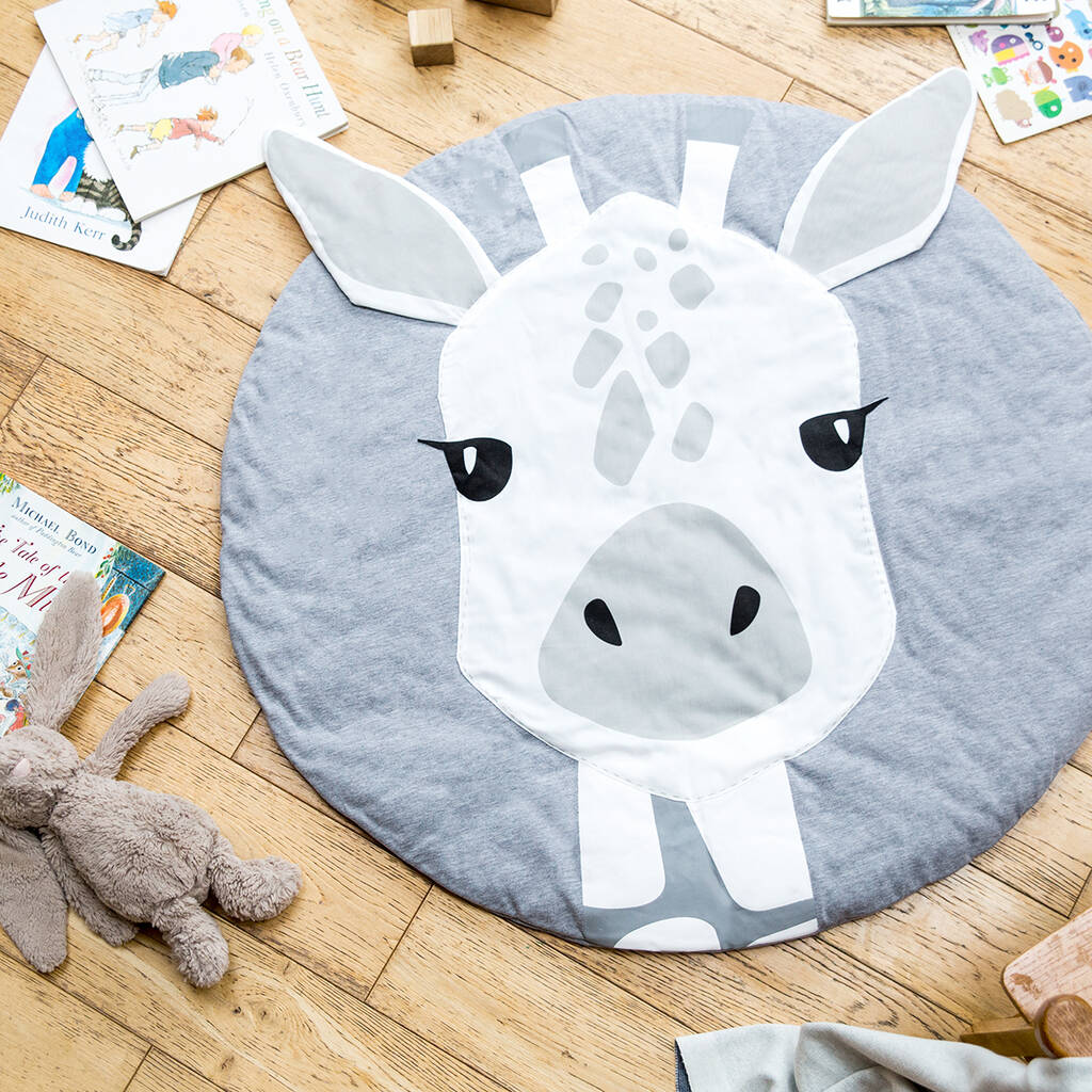 Personalised Giraffe Face Baby Play Mat | Gift for Newborn Baby Boy Girl |