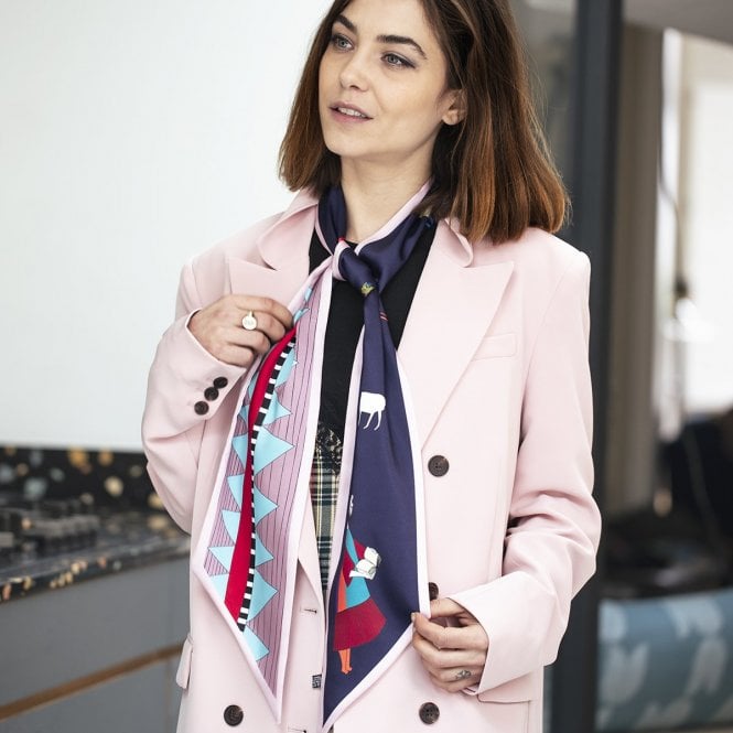 Animal &amp Zigzag Print Slim Scarf