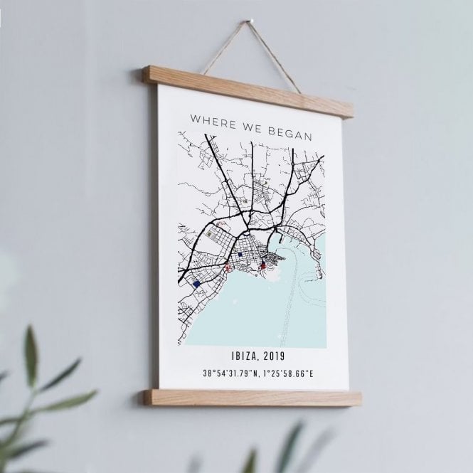 'Where We Met' Personalised Location Map Print