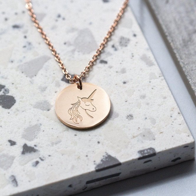 Rose Gold Unicorn Pendant Necklace Letterbox Gift