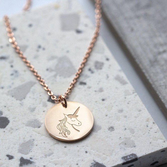 Rose Gold Unicorn Pendant Necklace Letterbox Gift