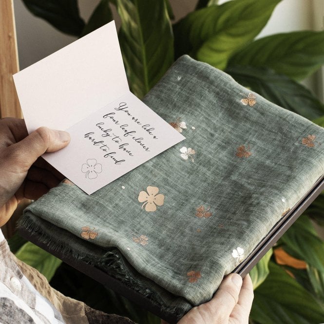 'Bringing Good Luck' Clover Foil Scarf Letterbox Gift