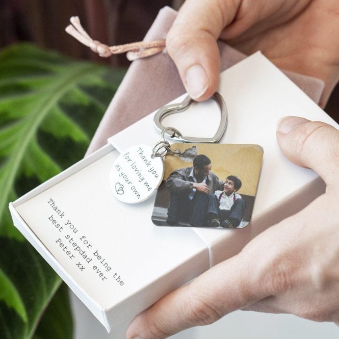'Loving Me As Your Own' Keyring With Photo Plate