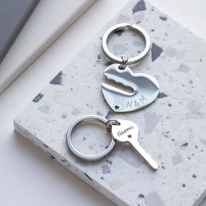 Engraved 'The Key To My Heart' Photo Keyring Duo