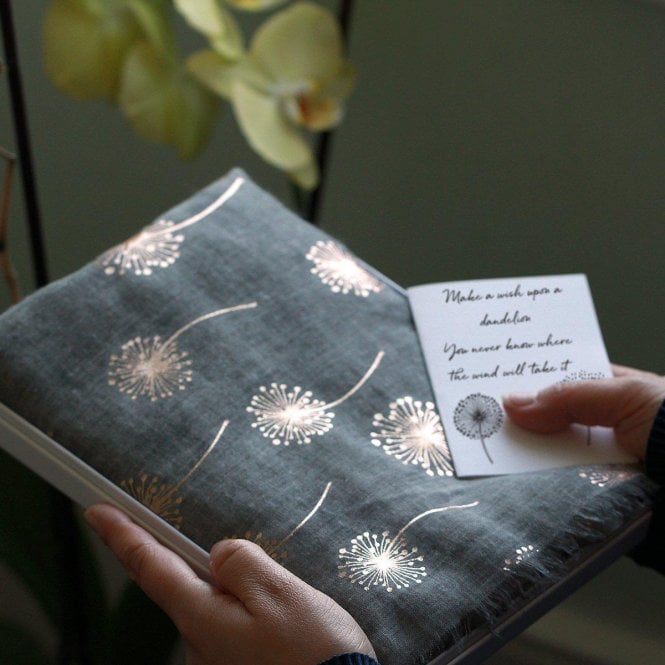 Dandelion Foil Birthday Letterbox Gift Scarf