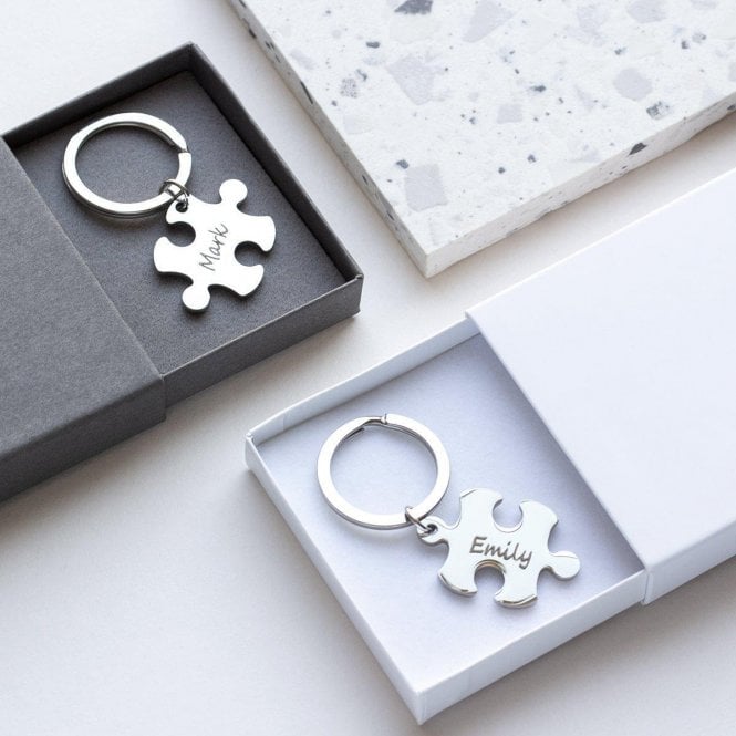 His & Hers Jigsaw Photo Keyring Letterbox Gift