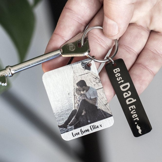 The 'Best Dad Ever' Black Keyring With Photo Plate