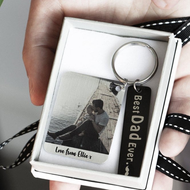 The 'Best Dad Ever' Black Keyring With Photo Plate