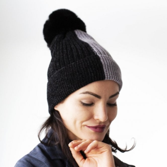 Two Tone Chenille Knit Hat
