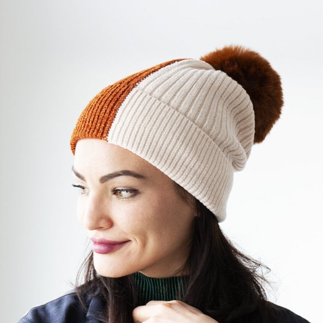 Two Tone Chenille Knit Hat