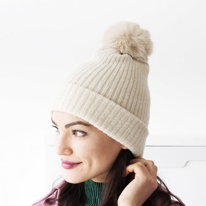 Brushed Rib Knit Beanie Hat