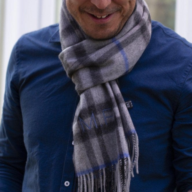 Men's Personalised 100% Cashmere Check Scarf