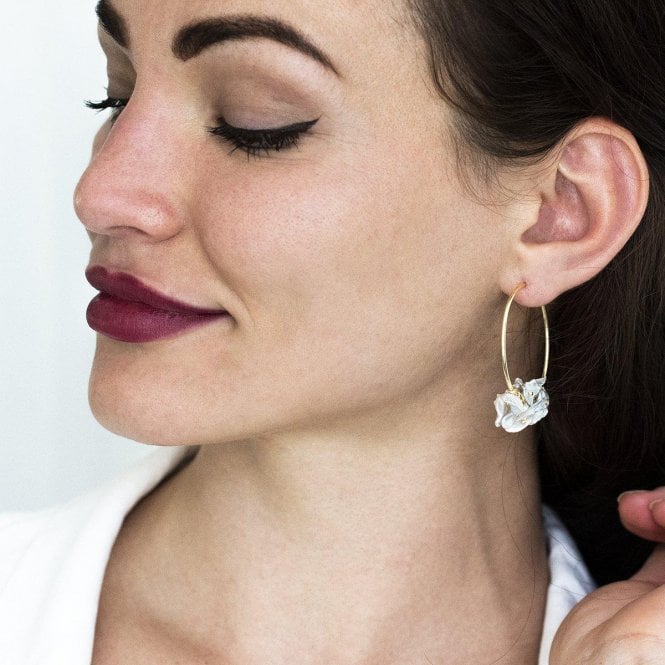 Keshi Pearl Cluster Large Hoop Earrings In A Box