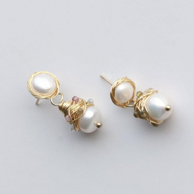 Hand Made Pearl Drop Colourful Earring