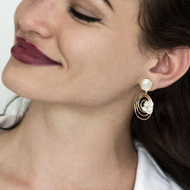 Keshi Button Pearl Hoop Earrings