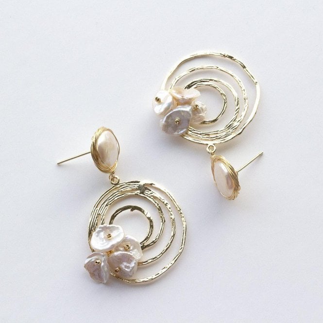Keshi Button Pearl Hoop Earrings