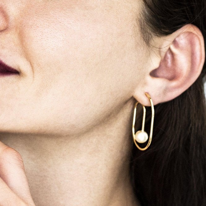 Golden Cotton Pearl Earrings
