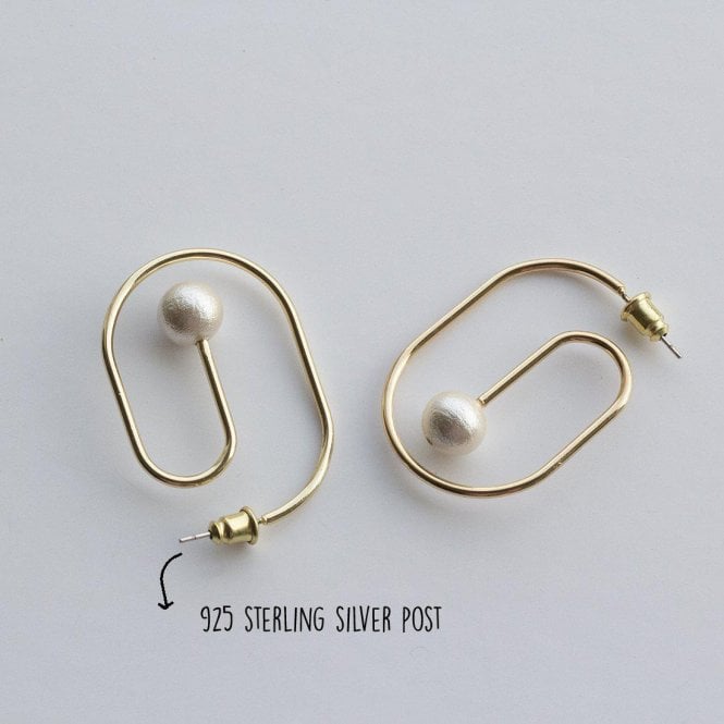 Golden Cotton Pearl Earrings
