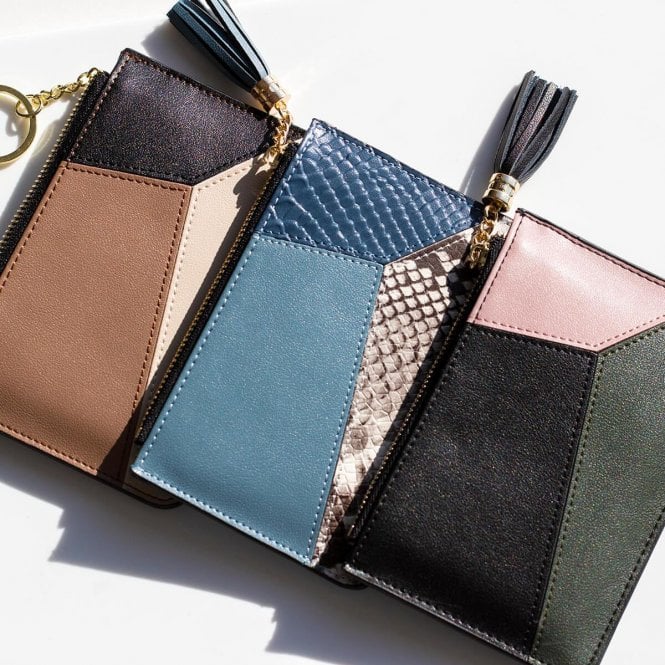 Block Design Genuine Leather Wallet Purse