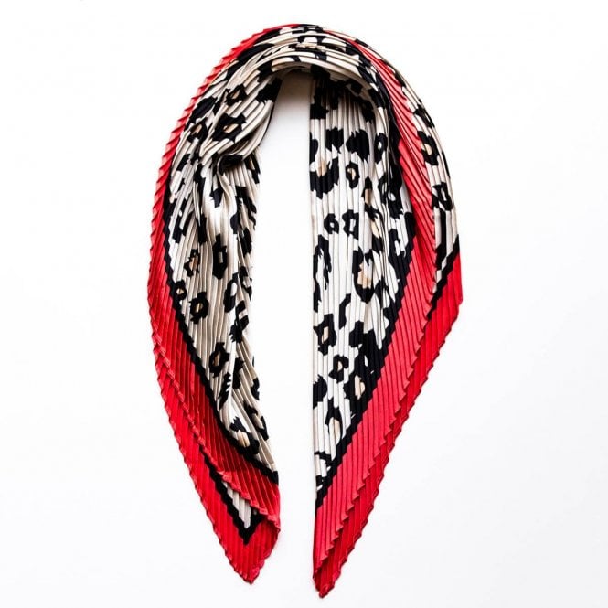 Pleated Leopard Scarf with Initial Charm