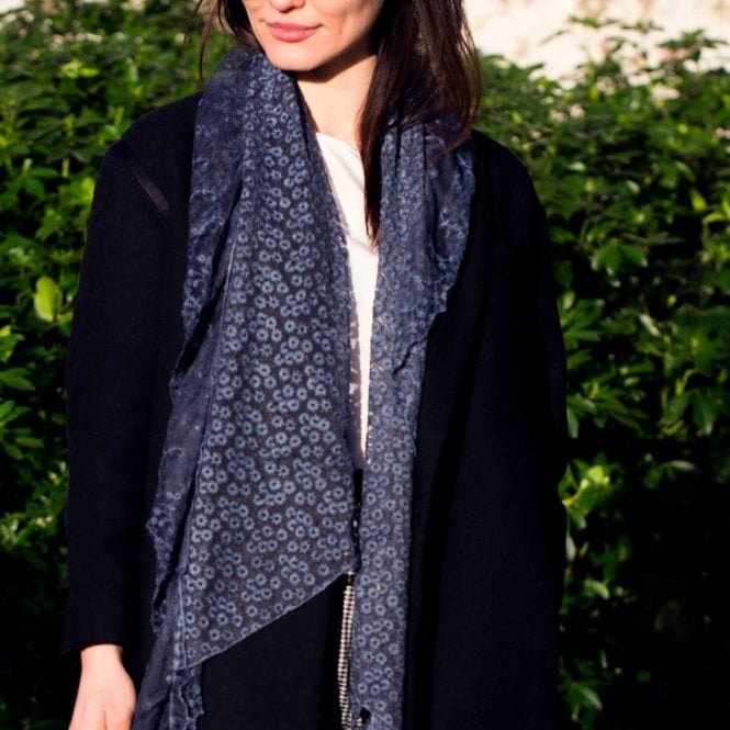 Embroidered Lace Skinny Cotton Blend Scarf