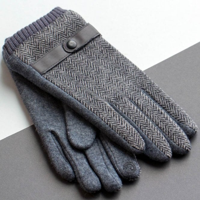 Personalised Men's Merino Wool Gloves With Strap Detail