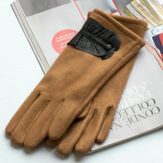 Leather Ruffle Detail Gloves