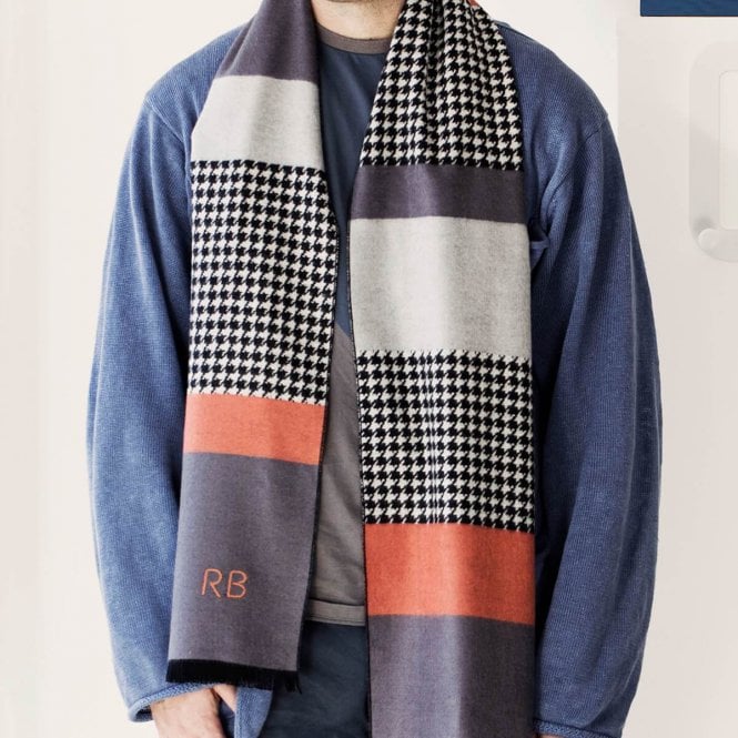 Personalised Men's Houndstooth Stripe Scarf