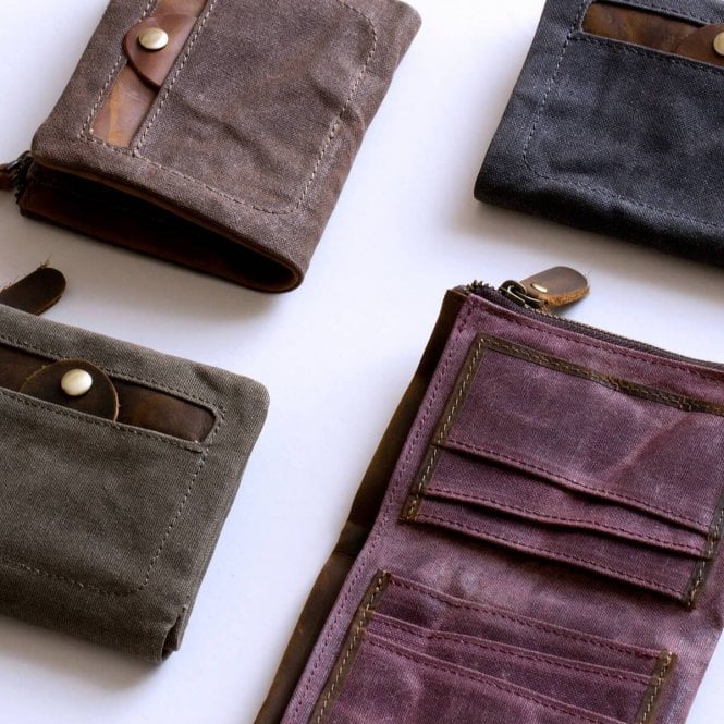 Waxed Cotton & Leather Wallet