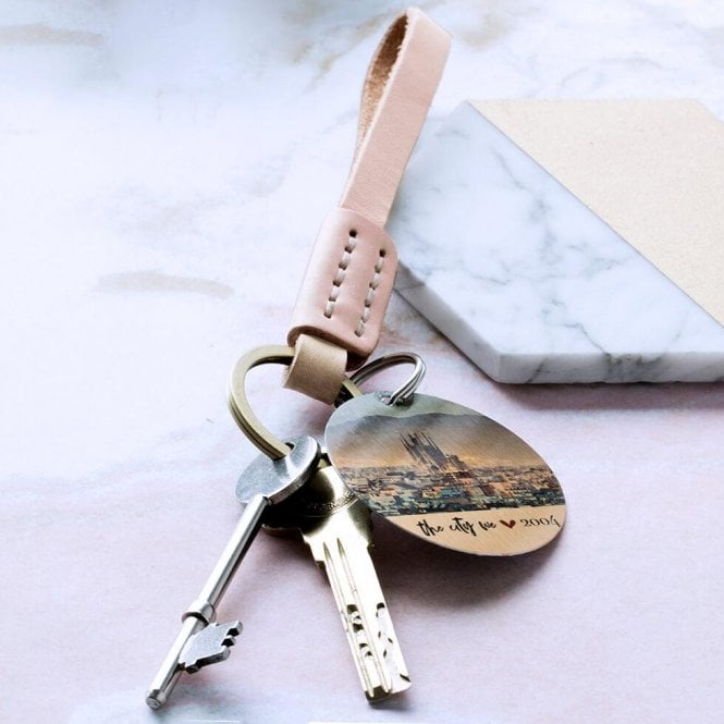 Ladies Simple Leather Photo Keyring