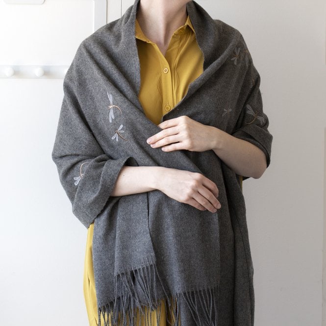 Personalised Embroidered Dragonfly Scarf