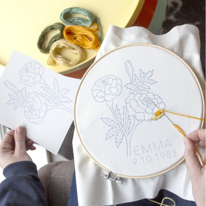 Personalised Birth Flower Embroidery Kit