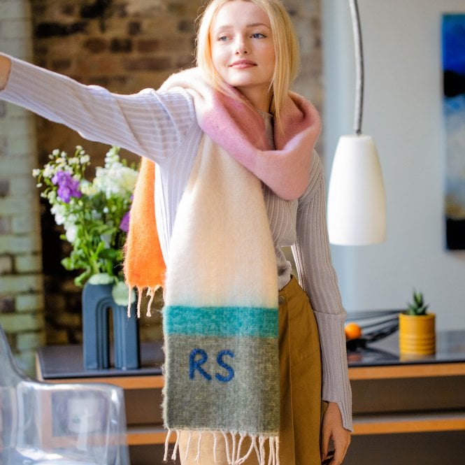 Personalised Hand Felted Colour Block Stripe Scarf