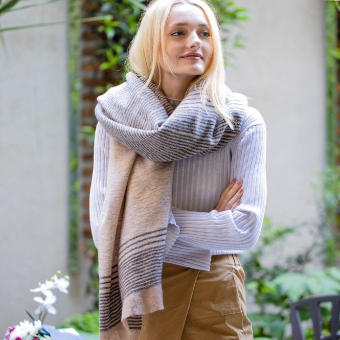Neutral Stripes Weave Scarf