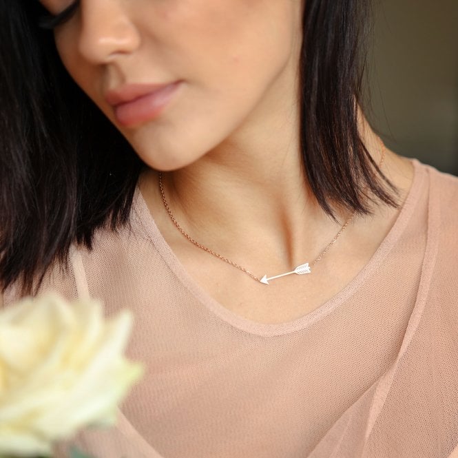 'Aiming True' Arrow Rose Gold Plated Necklace