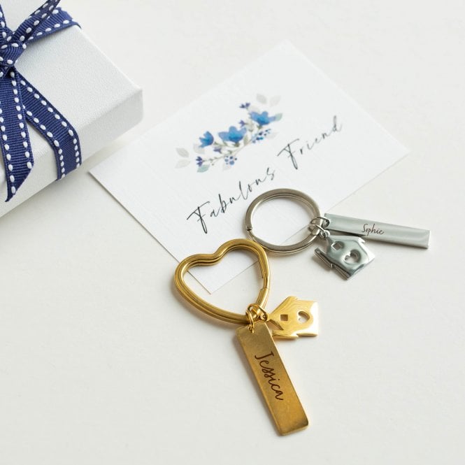 New Home New Beginnings Engraved Keyring | First Home New Home Gift | Engraved Keyring | New Home Congratulations Gift