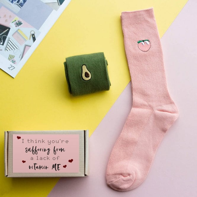 Embroidered 'Fruit Badge' Two Pairs Of Socks In A Box