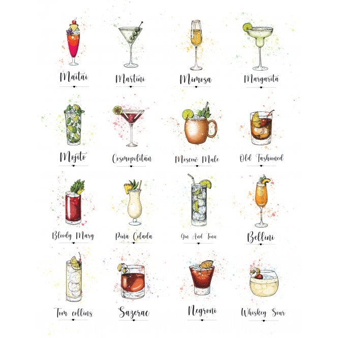 A Couple Of Cocktails Personalised Print