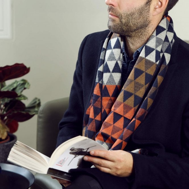 Men's Personalised Geometric Diamond Weave Scarf