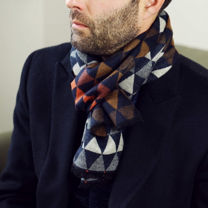 Men's Personalised Geometric Diamond Weave Scarf