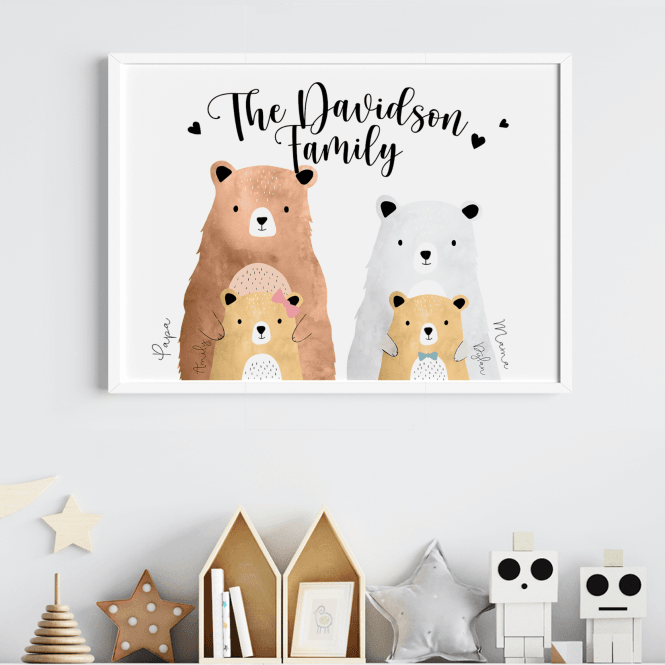 Personalised Our Bear Family Wall Art